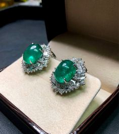 "ENJOY OUR WORRY-FREE SERVICE AND THE DAZZLING, GENUINE JEWELRY WE DESIGN AND HANDCRAFT WITH LOVE❤️ ABOUT THE ITEM: One-of-a-kind, handcrafted 19.66TCW, HUGE EMERALDS surrounded by white, colourless E/VS, natural, sparkling diamonds. Set in handmade, specially designed 18K solid white gold earrings. These earrings have been customary designed by our own designer, and were meticulously handcrafted and hand-set with LARGE, SPARKLING diamonds. The design has been inspired by vintage art jewelry. Emerald Diamond Earrings For Formal Events, Formal Emerald Diamond Earrings, Emerald Diamond Earrings For Formal Occasions, Luxury Emerald Diamond Earrings, Gia Certified Classic Evening Jewelry, Luxury Round Emerald Diamond Earrings, Luxury Emerald Diamond Earrings For Wedding, Evening Diamond Round Earrings, Elegant Emerald Diamond Earrings In White Gold