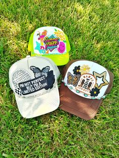 PLEASE READ THE ENTIRE LISTING: These LIMITED EDITION Patch Trucker Hats are the cutest thing we've ever seen. The hats are adorned with several stylish & trendy patches and then adorned with the brim chain you see in the photo! WHAT YOU WILL RECEIVE: 1 Trucker Hat with patches and matching chain as shown in photo. If you wish to purchase additional chains- your may do so at this listing: https://thememphismarketco.etsy.com/listing/1549277891 ** if you want something custom or want to make chang Cheap Curved Brim Trucker Hat Gift, Trendy Birthday Snapback Hat, Trendy Snapback Hat For Birthday, Novelty Mini Hats For Birthday, One Size Fits Most, Novelty Mini Hats For Birthday, Trendy Birthday Trucker Hat, Novelty Mini Hats For Birthdays, One Size Fits Most, Novelty Mini Hats For Birthdays, Trendy Trucker Hat For Birthday