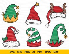 Christmas Hat Clipart, Santa Hat Svg, Hat Clipart, Elf Svg, Elf Hat, Christmas Hat, Santa Hat, Png Image, Elf