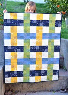 Woven Baby Quilt - On the Fence Quilt Pattern | Kitchen Table Quilting Tips Menjahit, Table Quilts, Childrens Quilts, Quilt Baby, Pdf Quilt Pattern, Contemporary Quilts, Boy Quilts