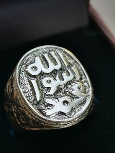 Seal of the prophet Mohammad ring Allah Rasool This ring is made with real precision and skill to give the look of the ancient Arabic words of Allah Mohammad Rasool. This ring is made in sterling silver 925 and polished with the latest polishing to avoid any scuffing. Please contact me in case of any questions. Traditional Engraved White Gold Signet Ring, Traditional Hallmarked White Gold Signet Ring, Traditional Stamped 925 Engraved Ring For Ceremonial Occasions, Traditional Engraved Ceremonial Ring Stamped 925, Traditional Silver Signet Ring For Ceremonial Use, Traditional Silver Signet Ring For Anniversary, Traditional White Gold Sterling Silver Signet Ring, Traditional White Gold Engraved Ring With Polished Finish, Traditional Etched White Gold Rings