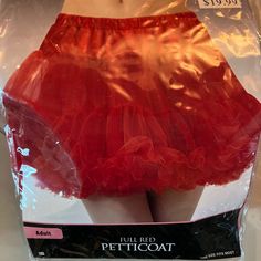 New Never Used Halloween Costume Petticoat With Attached Cancan, Halloween Costume Petticoat With Cancan, Halloween Costume Petticoat With Ruffles, Cosplay Petticoat With Attached Cancan, Red Costume For Cosplay And Fancy Dress Events, Red Costumes For Cosplay And Fancy Dress Events, Red Costume For Cosplay Events, Red Fitted Costume Accessories For Themed Events, Fitted Red Costume Accessories For Themed Events