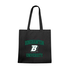 SUNY Binghamton University Bearcats Institutional Seal Tote Bag Back To School Spirit College Bags, College School Spirit Bags For Back To School, Black School Spirit Bag For College, Back To School Bags With School Spirit, Back To School Black College Bag, Back To School Black Cotton Bag, Black College Bag For Back To School, Black Cotton Bags For Back To School, Black Cotton Bag For Back To School