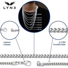 Complete your fashionable look with this stylish LYNX stainless steel Franco chain necklace.Click on this JEWELRY & WATCHES GUIDE to learn about fit, styles, materials and more! Complete your fashionable look with this stylish LYNX stainless steel Franco chain necklace.Click on this JEWELRY & WATCHES GUIDE to learn about fit, styles, materials and more! Metal: stainless steel Chain width: 2.5 mm Plating: ion plated Packaging: boxed, pouch Finish: polished Chain type: franco Please note, due to t Necklace Size, Rolo Chain, Lynx, Steel Chain, Stainless Steel Chain, Chains Necklace, Mens Jewelry, Jewelry Watches, Chain Necklace