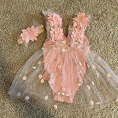 Baby Girl 1st Birthday Outfit Lace Tulle Romper Dress With Floral Headband 6-12 Months. Never Worn. Satin Flower Girl Dress, Girl 1st Birthday, 1st Birthday Outfit, Girls Black Dress, Bubble Style, Outfits Dressy, Disney Princess Dresses, Christmas Party Dress