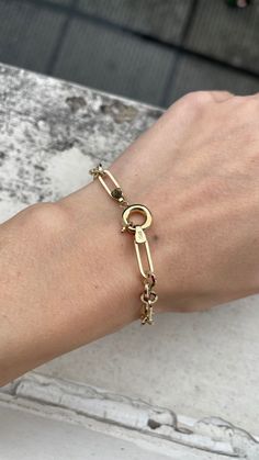 "ITEM DETAILS ❆All our jewelry are hand made with Love. ❆Material: 14K Gold ( 585). ❆Available colors: Gold, Rose Gold, White Gold. ❆Available Sizes: Look Size Option (Contact for different sizes) ❆Each item is made to order ❆ DO YOU LIKE THIS BRACELET? ❆ You can get more information about it below but if you have any questions, just click the \"Message Sergen Vural \" button and I will be very happy to hear from you ☺ PACKAGING ❆Comes ready to gift in a beautiful jewelry box. ❆It comes with a s Heirloom 14k Gold Oval Link Jewelry, Timeless Gold Link Bracelet With Lobster Clasp, Dainty Rolo Chain Link Bracelets, Dainty Link Bracelet With Rolo Chain, Gift Yellow Gold Cable Chain Bracelet, Gift Yellow Gold Chain Bracelet With Cable Chain, Timeless Oval Link Gold Bracelet With Lobster Clasp, Yellow Gold Cable Chain Bracelet As Gift, Heirloom Yellow Gold Oval Link Bracelets