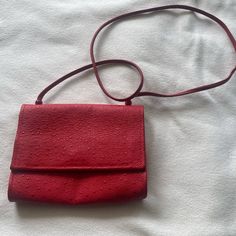 Brand New Adorable Red Leather Bag With Gold Snap Chic Red Satchel With Textured Leather, Red Clutch Evening Bag With Removable Pouch, Red Clutch Evening Bag With Detachable Strap, Chic Red Textured Leather Satchel, Elegant Red Satchel Clutch, Red Leather Pouch Bag, Vintage Red Shoulder Bag With Removable Pouch, Red Textured Leather Shoulder Satchel, Red Satchel For Daily Use With Dust Bag