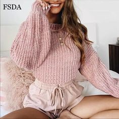 Chenille Salmon Pink Knit High Neck Cropped Sweater, New In Packaging. Second Pic Is From Photo Reviews Crop Sweater, Lantern Sleeve, Black White, Hair, Pink, White, Black