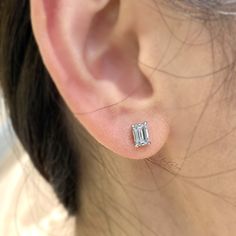 These elegant everyday stud earrings handcrafted in 14K white gold, feature colorless emerald cut fine moissanite. Made to Order Ship within 3-4 weeks. - Stone info: Fine moissanite, D/VVS quality, 6x4mm emerald cut - Ct weight: 1.2ctw - Sold as A Pair. - The earrings come with 14K solid gold backings. - Made in 14 karat gold. - Stamp with 14K. Emerald Cut Earrings Studs, Emerald Cut Stud Earrings, Everyday Stud Earrings, Everyday Earrings Studs, Emerald Earrings Studs, Moissanite Earrings, Moissanite Jewelry, Gold Gift, Diamond Carat