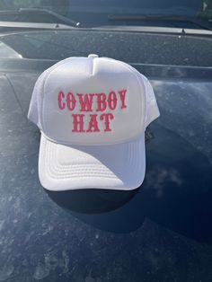 Cowboy Hat WHITE Embroidered Trucker Hat Cowboy Hat White, Cowboy Hat, Trucker Cap, Cowboy Hats, Caps Hats, Trucker Hat, Accessories Hats, Cowboy, Angeles