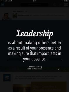 a screen shot of a website with the words,'leadership is about making others better as a result of your presence and making sure that impact last in your audience