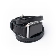 Triple Tour™ Leather Apple Watch Band - Midnight Black - Arrow & Board Modern Adjustable Bracelet Strap Watch Band, Adjustable Apple Watch Band For Everyday Use, Black Adjustable Rectangular Watch Bands, Modern Adjustable Apple Watch Band With Wrist Strap, Adjustable Modern Apple Watch Band With Wrist Strap, Adjustable Black Rectangular Watch Band, Modern Adjustable Leather Strap Watch Bands, Classic Adjustable Wrist Strap For Watches, Adjustable Rectangular Black Watch Band