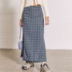 Urban Outfitters Plaid Light Blue Maxi Long Pencil Skirt With Side Vents. Size Large. New Unworn (Guaranteed) Took Off Retail Tags. Trendy Blue Long Skirt, Casual Blue Skirt For Fall, Casual Blue Pencil Skirt, Blue Non-stretch Pencil Skirt, Blue Pencil Skirt For Fall, Blue Long Skirt For Fall, Urban Outfitters Casual Bottoms, Blue High-waist Skirt For Fall, Trendy Fitted Blue Pencil Skirt