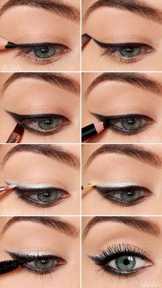 4 Easy Makeup Tutorials for Beginners Mata Hooded, Make Up Mata, Eyeshadow Tutorial For Beginners, Silver Eyeshadow, Makijaż Smokey Eye, Makeup Tutorial For Beginners