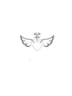 the outline of an angel's wings with a star above it on a white background