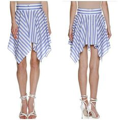 Francesco Scognamiglio Striped Handkerchief-Hem Skirt, White | Width 12” Length 24” #0447 Striped Pleated Skirt For Summer, Striped Pleated Skirt Bottoms For Summer, Cotton Asymmetrical Skirt For Beach, Striped Flared Skirt For Summer, Striped Summer Skirt, White Asymmetrical Skirt For Summer, High Waist Striped Summer Skirt, Summer High Waist Striped Skirt, High Waist Striped Skirt For Summer