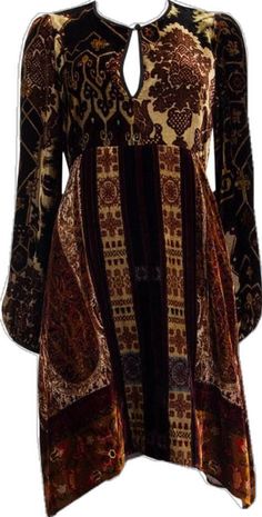 Elegant Brown Velvet Dress, Festive Brown Bohemian Dress, Festive Bohemian Brown Dress, Velvet Bohemian Dress For Holiday Season, Festive Bohemian Velvet Dress, Black Sage, Crushed Velvet Dress, Burgundy And Gold, Paisley Dress