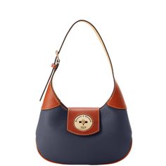 An Elevated Everyday  Featuring traditionally tanned pebble leather and an exciting new jewelry grade closure, this look is simply stunning. Elevated Casual, Monogram Pendant, Clothing Pieces, Tan Cowhide, Key Hook, Black Polish, Credit Card Wallet, Dooney And Bourke, New Jewelry