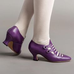 American Duchess: Endora Women's Victorian Witch Shoes (Poison Purple) Victorian Witch, Womens Oxfords Shoes, American Duchess, Victorian Shoes, Victorian Boots, Witch Shoes, Romantic Era, 19th Century Fashion, Unique Fits