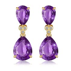 14K Solid Gold or Sterling Silver 4 Pieces 7 x 9 & 5 x 7 mm Amethyst｜Purple｜Pear｜Eye Clean Amethyst CTW: 4.00 Diamond Grade: G Color｜VS Clarity Diamond CTW: 0.03 Measurements: 3/4 " length｜1/2 " width Convertible Earrings, Gemstone Drop Earrings, Amethyst Purple, Gold Earrings Dangle, Baroque Pearls, Purple Amethyst, Vintage Stil, Gemstone Earrings, Colored Diamonds