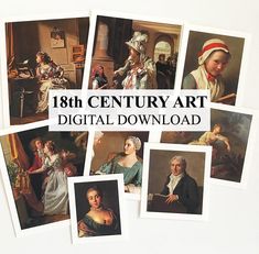 the 18th century art digital download is displayed on a white background with many pictures of people