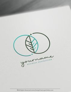 the logo for your name is shown on top of a white paper with a green leaf