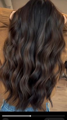 Dark Brown Full Highlights, Brunette With Brunette Highlights, Darker Hair Dye Ideas, Dark Brown Carmel Highlights Long Hair, Brunet Hair With Low Lights, Boliage Hair Dark Brown Natural, Dark Brown Hair With Light Brown Lowlights, Dark Brunette Hair With Brown Highlights