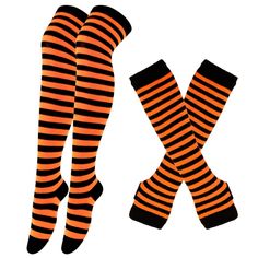 PRICES MAY VARY. Comfortable and cozy: Made from high-quality acrylic material, these socks and arm warmers provide warmth while being soft on the skin. Versatile and stylish: This set includes striped knee-high socks and knitted arm warmers that are perfect for adding a fun touch to any Halloween costume. Perfect for all sizes: The stretchy fabric ensures a comfortable fit for women of all sizes, making it an ideal accessory for any Halloween event. Fingerless gloves included: Stay warm while s Knitted Arm Warmers, Striped Thigh High Socks, American Festivals, Striped Knee High Socks, Pink Bar, Halloween Socks, Socks Christmas, Thigh High Socks, Striped Socks