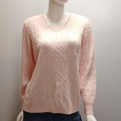 Name Brand - Karen Scott Color - Blush Size - Large Original Retail Price - 46.50 If You Have Any Questions Please Feel Free To Ask! Classic V-neck Spring Knit Top, Casual Stretch Knitted V-neck Sweater, Spring Cable Knit V-neck Sweater, Casual V-neck Pointelle Knit Sweater, Classic V-neck Textured Knit Sweater, Pink Textured Knit V-neck Sweater, Fitted Soft Knit V-neck Casual Sweater, Casual Pink Knit V-neck Sweater, V-neck Cable Knit Sweater For Spring