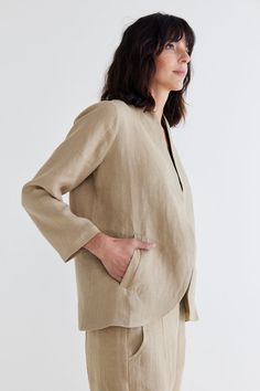 Introducing our First Light Linen Jacket - the epitome of timeless elegance and comfort. Crafted from the finest linen fabric, this jacket is a must-have addition to your wardrobe, offering a perfect balance between sophistication and laid-back charm. Oversized Tunic, Linen Jacket, Fine Linen, Fashion Help, Linen Pants, One Light, Personal Stylist, Linen Fabric, Wardrobe Essentials