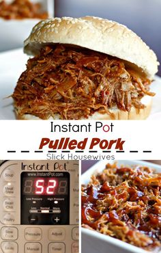 the instant pot pulled pork recipe is shown