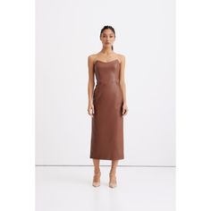 Angelina Brown Faux Leather Corset Midi Dress Luxury Clothing Brands, Brown Leather Dress, Corset Midi Dress, Strapless Corset, Leather Corset, The Goddess, Leather Dress, Dress C, Independent Designers Fashion