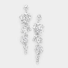 Looking to elevate your overall look? Meet FANCY, our Crystal Clear Rhinestone Bubble Drop Earrings. Crafted with clear crystal rhinestones on a silver setting, these earrings shine with unmatched brilliance. Their timeless design ensures they're perfect for any occasion, yes you can rock them on and off the stage! while the post back with a circle push back closure ensures a secure fit. Hypoallergenic which makes them great for sensitive ears, Lightweight and comfortable, these earrings are a m Iridescent Earrings, Pageant Earrings, Premium Jewelry, Prom Earrings, Rhinestone Bracelet, Rhinestone Earrings, The Stage, Star Earrings, Clear Rhinestones