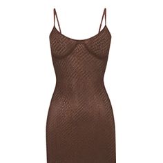 : Famous Skims Logo Mesh Foil Mini Dress Color: Chocolate Beautifully Slimming Shimmer Dress Classic Skims Logo Printed Top To Bottom, Side To Side Machine Washable Imported , , , . , & Fitted Sheer Brown Dresses, Cotton Corset, Riccardo Tisci, Long Slip Dress, Ribbed Maxi Dress, Grey Maxi, Shimmer Dress, Grey Maxi Dress, Color Chocolate