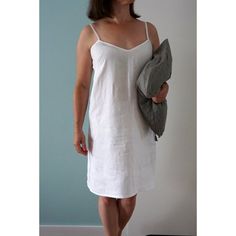 Linen summer nightgown.Lovely and simple night dress for women with frill.Very comfortable and soft. Linen fabric ensures comfort: cold for hot summer nights and warmth for cold winters.Fabric: 100% linen (medium weight linen).Color in the picture: whiteProduce time is about 1-5 days.The model is 168 cm /5ft5" high (size S) and the model is wearing the top in size S.Length approx. 35" (90cm)SIZING:XS (US 2, UK 6)Bust: fits bust around 84 cm / 33"Waist: fits waist around 66 cm / 26"Hips: fits hip Elegant Summer Dresses For Relaxation, Summer Home Dresses With Spaghetti Straps, Summer Spaghetti Strap Nightgown, White Summer Sleep Chemise, White Summer Chemise For Sleep, Cotton V-neck Night Dress, Summer Nightgown For Relaxation, Casual Summer Nightgown, White V-neck Dress