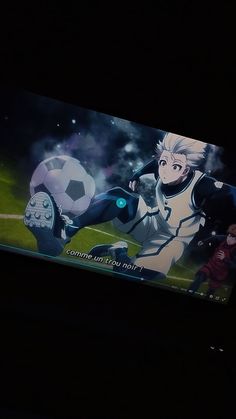 an animated image of a man kicking a soccer ball