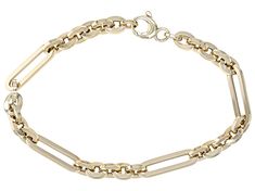 10k Yellow Gold Figaro Paperclip Link Bracelet. Measures approximately 3/16 of an inch in width and has a lobster claw clasp. Classic Link Charm Bracelet With Lobster Clasp, Classic Charm Bracelet With Lobster Clasp, Formal Rectangular Chain Bracelet With Lobster Clasp, Yellow Gold Rectangular Chain Bracelet With Lobster Clasp, Yellow Gold Rectangular Bracelet With Lobster Clasp, Rectangular Yellow Gold Chain Bracelet With Lobster Clasp, Rectangular Yellow Gold Bracelet With Lobster Clasp, Elegant Gold Link Bracelet, Elegant Gold Link Bracelet With Clasp