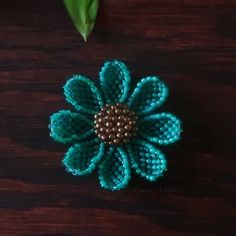 Heart in Hawaii Beaded Cosmos Flower Brooch - Jungle Green Green Beaded Brooches As Gift, Unique Handmade Flower Brooch, Green Beaded Brooches For Gift, Unique Handmade Flower Brooches, Unique Handmade Turquoise Brooch, Handmade Turquoise Brooches As Gift, Handmade Turquoise Brooches For Gift, Unique Handmade Turquoise Brooches, Unique Flower Brooches For Jewelry Making