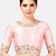 Pink and Majenta color Blouse in Dupion Silk fabric with Embroidered work Elegant Multicolor Tops With Floral Embroidery, Elegant Multicolor Floral Embroidered Blouse, Elegant Pink Blouse With Floral Embroidery, Elegant Pink Embroidered Blouse, Elegant Embroidered Multicolor Tops, Elegant Embroidered Pink Blouse, Spring Wedding Tops With Embroidered Neckline, Elegant Multicolor Blouse With Floral Embroidery, Elegant Multicolor Blouse Piece With Floral Embroidery