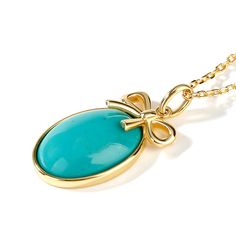 Enhance your graceful style with this oval turquoise pendant in sterling silver. High polish finish is featured in this stunning gemstone jewelry necklace, giving it a brilliant shine and glitz adding to its feminine charm. This chic necklace will surely update any woman's jewelry collection and will compliment casual and formal attires.Carat Weight: 5.615 ctStone Size: 13*17 mmStone Type: Jeulia® StoneNumber of Stones: 1 Stone Shape: OvalStone Color: TurquoiseWeight: 1.4 gWidth: 13.1 mmHeight: Fine Jewelry Turquoise Necklace As A Gift, Elegant Turquoise Cabochon Pendant Necklace, Elegant Turquoise Cabochon Necklace, Elegant Turquoise Oval Pendant Jewelry, Elegant Turquoise Necklace With Round Pendant, Elegant Gold Turquoise Necklace With Oval Pendant, Elegant Silver Turquoise Necklace, Elegant Turquoise Pendant Necklace As Gift, Elegant Oval Turquoise Necklace As Gift