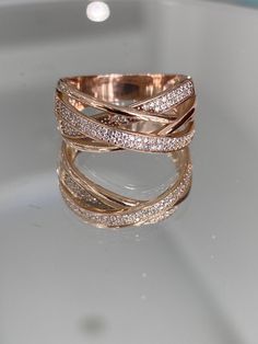 Luxury Handcrafted Fine Custom Jewelry 18K Karat Solid Rose Gold Ladies Womens Ring Gift For Her Diamond Band Prong Set Statement Ring  5.7 grams total weight Ring Size: 6 and 3/4 US Exquisite Rose Gold Ring With Pave Setting, Luxury Wide Band Ring With Diamond Accents For Gift, Wide Band Jewelry With Pave Setting For Gift, Wide Band Jewelry With Pave Setting As Gift, Elegant Rose Gold Wide Band Jewelry, Elegant Wide Band Ring With Diamond Accents For Gift, Exquisite Rings With Pave Setting As Gift, Exquisite Pave Setting Ring As Gift, Exquisite Gift Ring With Pave Setting