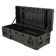 the large black case is open and ready to be used as a toolbox for tools