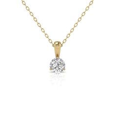 14kt Gold Lab Grown Diamond Solitaire Pendant: 3 prong setting Lab grown round diamond Chain included Yellow Diamond Necklace, White Diamond Necklace, Diamond Solitaire Pendant, White Diamond Earrings, Yellow Diamond Rings, Diamond Jewelry Necklace, Bridal Engagement Rings, Engagement Rings Round, Yellow Gold Setting