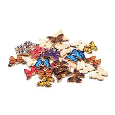 a pile of butterflies sitting on top of each other