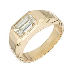 Unisex Emerald cut diamond ring. Custom made solid 18k yellow gold setting with a GIA Certified 1.80ct emerald cut center diamond. GIA certified as M color. Slight yellow. 1 Emerald cut diamond, M VS approx. 1.80cts GIA Certificate # 5212496390 Size: 7.75 and sizable 18k yellow gold Tested: 18k 10.0 grams Width at top: 7.3mm Height at top: 4.8mm Width at bottom: 4.8mm Please Note, we photograph each item as accurately as possible. However, due to monitor/mobile device resolution and calibration, Gia Certified Rectangular Gold Diamond Ring, Gia Certified Rectangular Yellow Gold Diamond Ring, Octagon Brilliant Cut Emerald Ring In Yellow Gold, Octagon Emerald Ring In Yellow Gold With Brilliant Cut, Yellow Gold Emerald Ring With Brilliant Octagon Cut, Yellow Gold Square Cut Emerald Diamond Ring, Gia Certified Yellow Gold Diamond Ring With Square Cut, Square Cut Emerald Ring In Yellow Gold With Diamonds, Gia Certified Square Cut Gold Ring