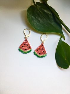 *Please note that these earrings are made to order and may take up to one week to ship* These beaded watermelon earrings are the perfect way to add a fun and funky pop of color to your look! These earrings would be the perfect holiday/Christmas gift for the fun and colorful people in your life! Details: - Hand beaded with love using high quality Japanese glass beads - Gold leverback closure - Lightweight Beaded Watermelon Earrings, Green Teardrop Jewelry For Summer, Summer Watermelon Colored Jewelry For Gift, Watermelon Colored Summer Jewelry Gift, Cute Beaded Earrings For Summer, Summer Everyday Dangle Jewelry, Fun Beaded Earrings For Summer Gifts, Fun Everyday Dangle Earrings, Green Handmade Fun Earrings