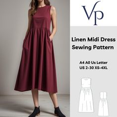 the line midi dress sewing pattern