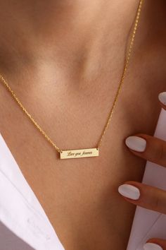 Silver Bar Necklace Perfect As A Gift, Meaningful Jewelry With Adjustable Chain As A Gift, Dainty Rectangular Jewelry For Gifts, Dainty Rectangular Jewelry Gift, Gift Nameplate Necklace With Adjustable Chain, Nameplate Necklace With Adjustable Chain For Gift, Meaningful Rectangular Necklaces For Gifts, Meaningful Rectangular Necklace For Gift, Meaningful Gift Necklace