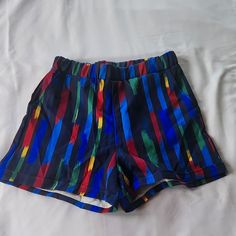 Nwot Never Been Worn Size S Excellent Condition, Like New Fun Blue Shorts For Vacation, Fun Blue Beach Shorts, Fun Blue Bottoms For Vacation, Casual Multicolor Print Bottoms With Elastic Waistband, Fun Bottoms With Elastic Waistband In Short Length, Fun Bottoms With Elastic Waistband And Short Length, Fun High Waist Multicolor Bottoms, Fun Blue Cotton Shorts, Vibrant Blue Bottoms For Vacation