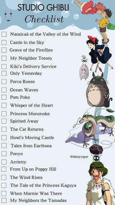 the studio ghibli checklist